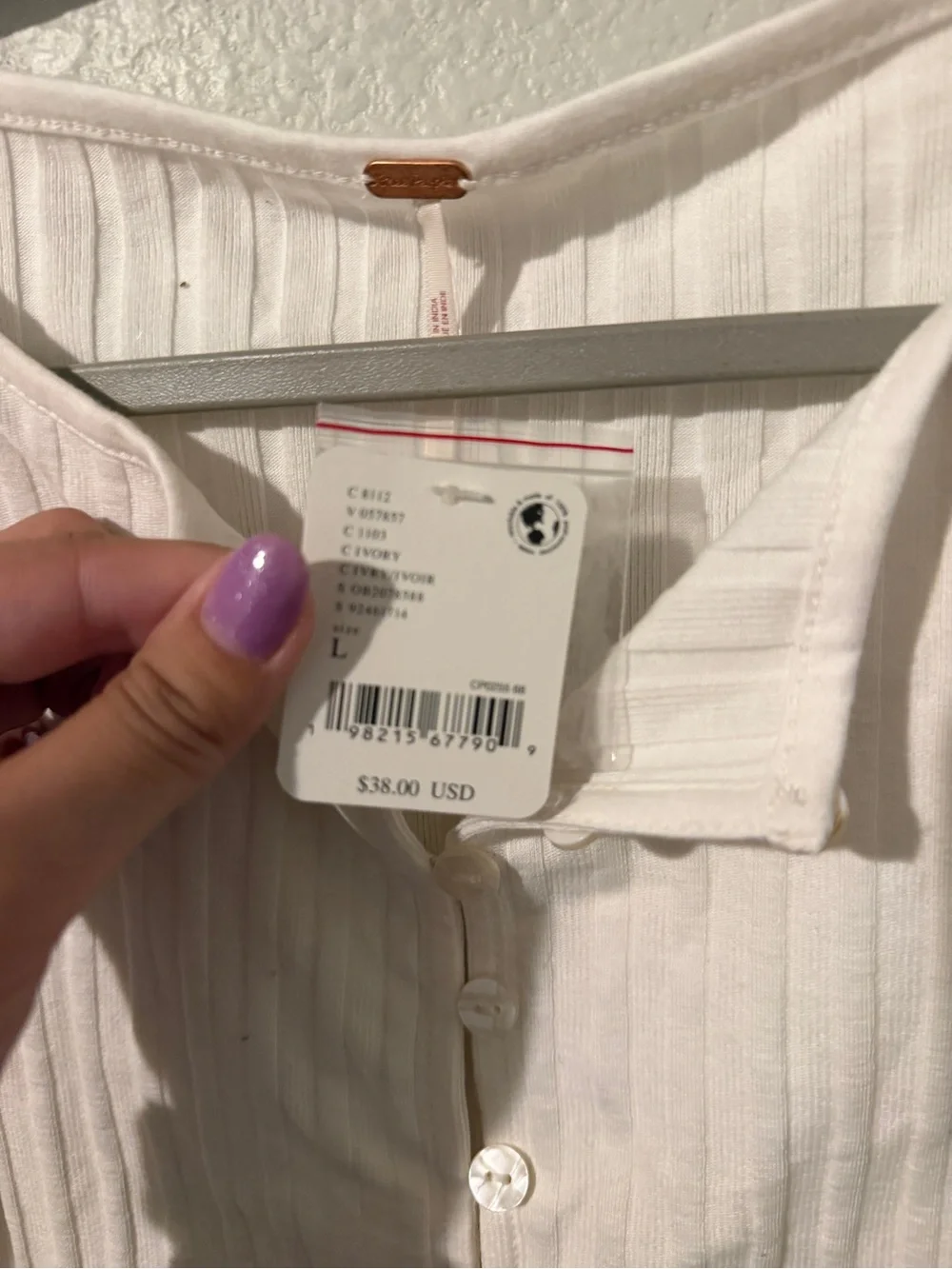 Free People Ribbed Sleeveless Button-Front Tank - White - Picture 2 of 5
